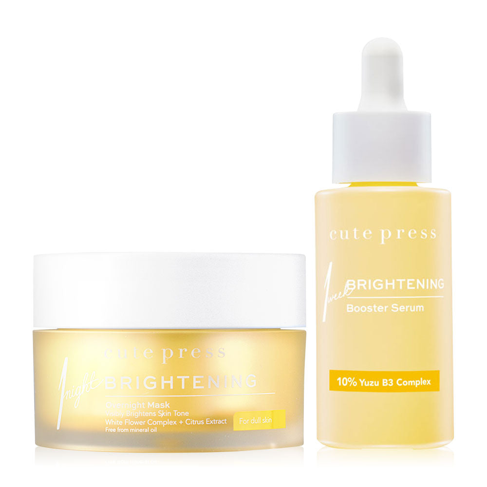 Cute Press Brightening Overnight Mask - 50g & Booster Serum - 30ml Set - Beauty Buddy