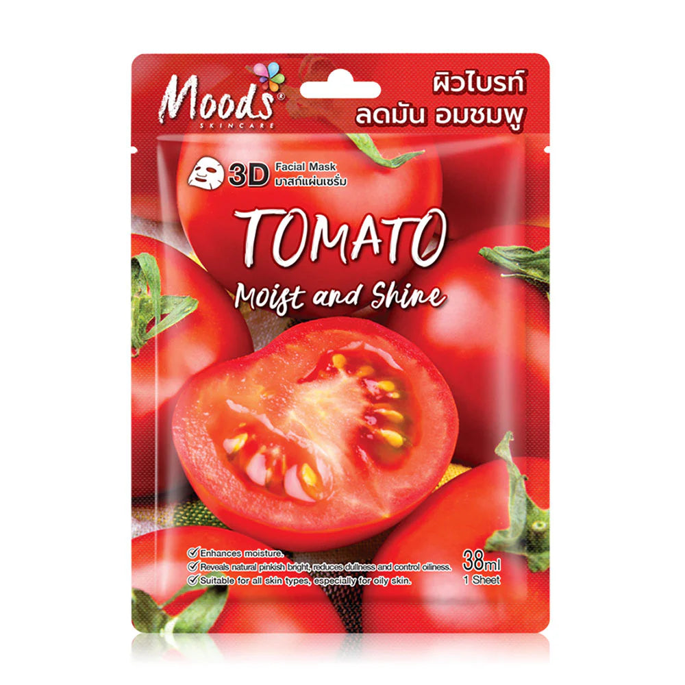 Moods Skin Care Tomato Moist And Shine 3D Facial Mask 38ml