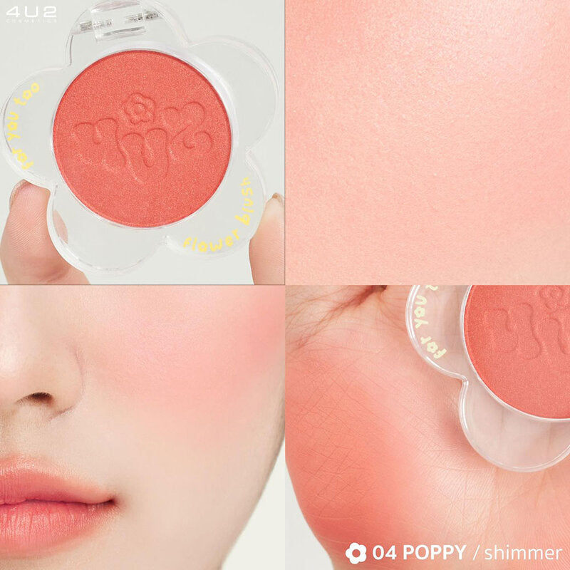 4U2 Cheek Blush - #04 Poppy, Soft Texture, Long-Lasting Color - Beauty Buddy