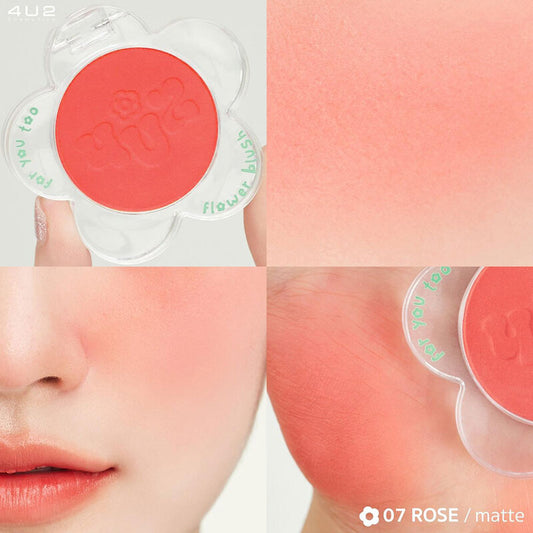4U2 Cheek Blush - #07 Rose, Soft Texture, Long Lasting - Beauty Buddy