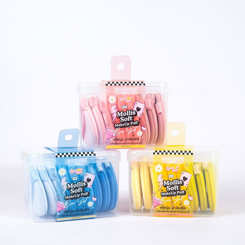 Lemon Me Makeup Puff Set - 9 Soft Pink Sponges - Beauty Buddy