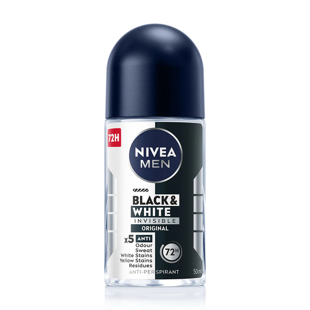 NIVEA Deodorant - Invisible Black & White Roll-On 50ml - Beauty Buddy