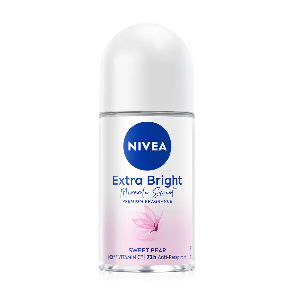 NIVEA Roll-On Deodorant - Extra Bright Sweet Pear Formula 50ml - Beauty Buddy