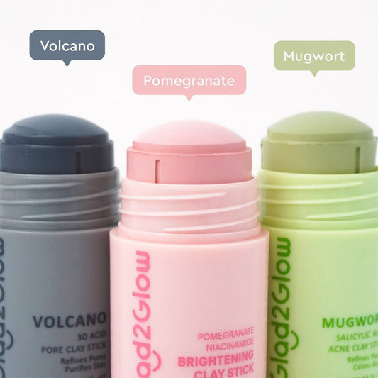 Glad2Glow Clay Mask Stick - Pomegranate & Niacinamide - Beauty Buddy