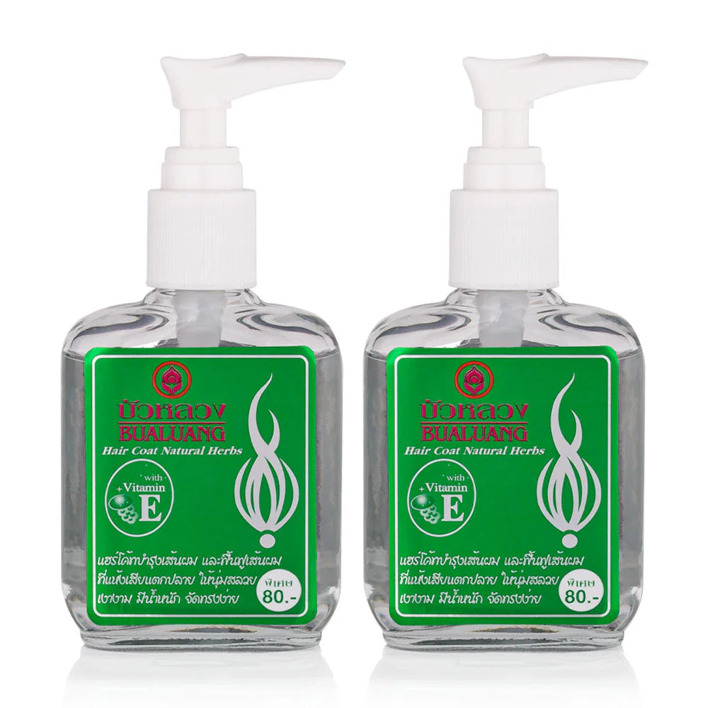 Bualuang Silky Natural Herbs Vitamin E+ Green Fruity Hair Serum 85ml x 2pcs
