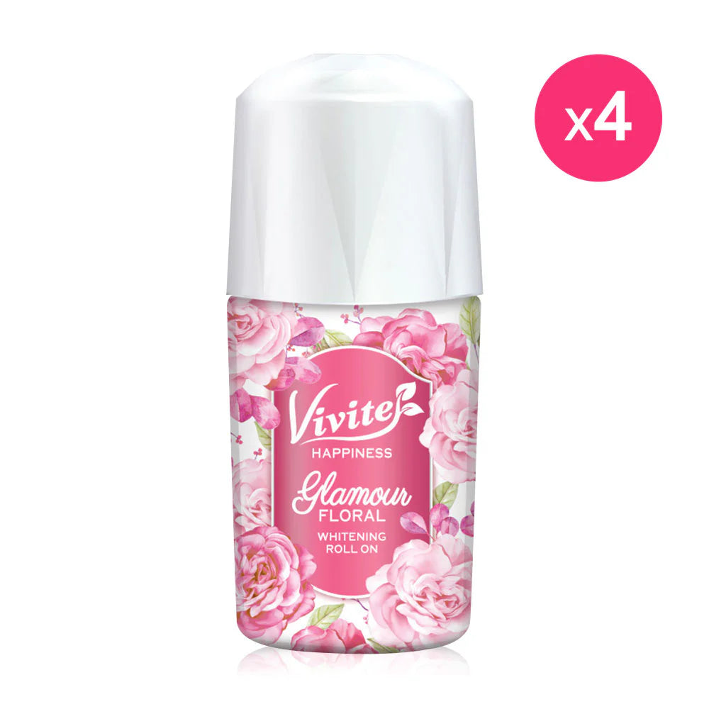 Vivite Happiness Glamour Floral Whitening Roll On 20ml x 4pcs