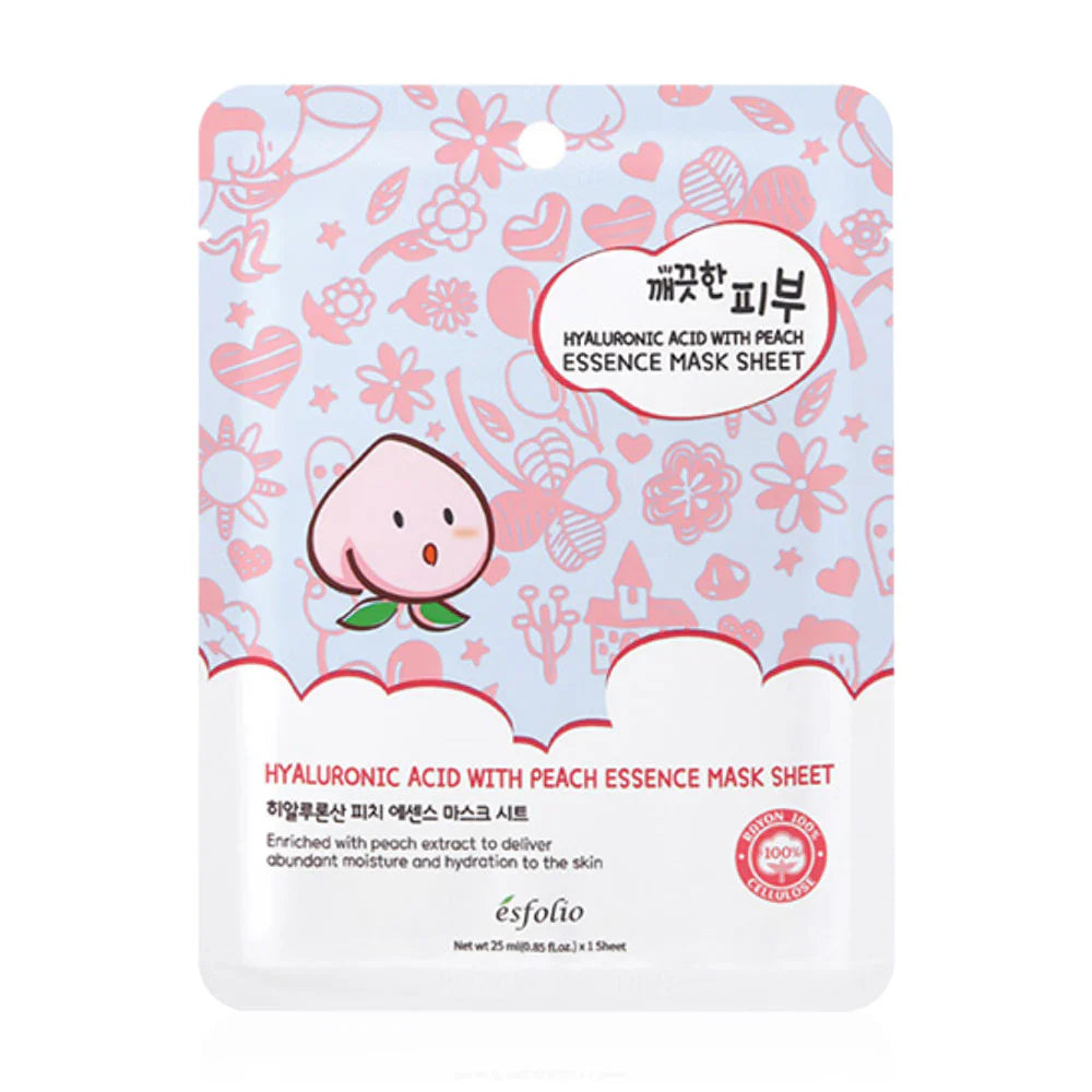 Esfolio Pure Skin Hyaluronic Acid With Peach Essence Mask Sheet 25ml