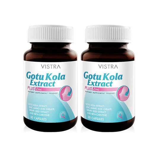 VISTRA Gotu Kola Extract Plus Zinc Dietary Supplement 30 Capsules x 2pcs