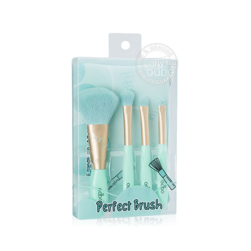 ODBO Makeup Brush Set - 4 Piece with Pastel Bag - Beauty Buddy