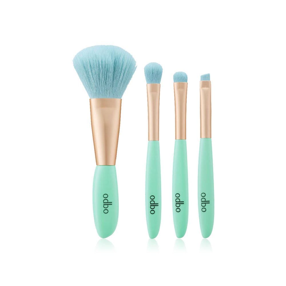 ODBO Makeup Brush Set - 4 Piece with Pastel Bag - Beauty Buddy