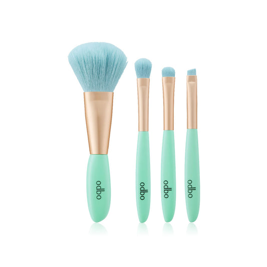 ODBO Makeup Brush Set - 4 Piece with Pastel Bag - Beauty Buddy