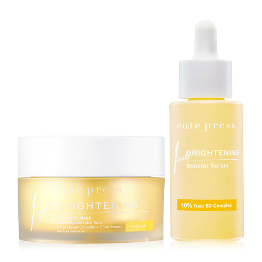 Cute Press Brightening Overnight Mask - 50g & Booster Serum - 30ml Set - Beauty Buddy