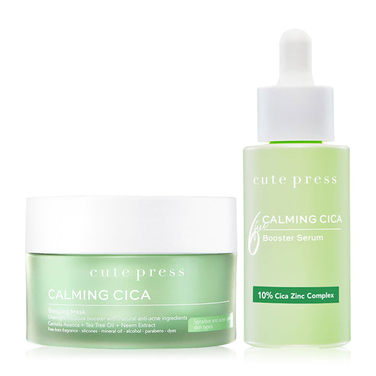Cute Press Calming Cica Set - Sleeping Mask & Booster Serum - Beauty Buddy