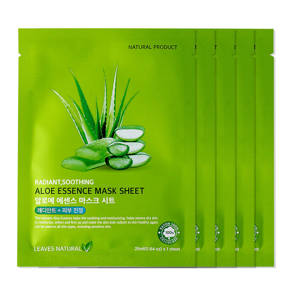 Leaves Natural Aloe Essence Mask Sheet 25ml x 5pcs