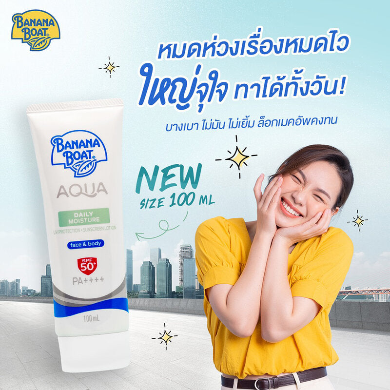 Banana Boat Aqua Daily Moisture UV Protection Sunscreen Lotion SPF 50+/PA++++ Face&Body 100ml