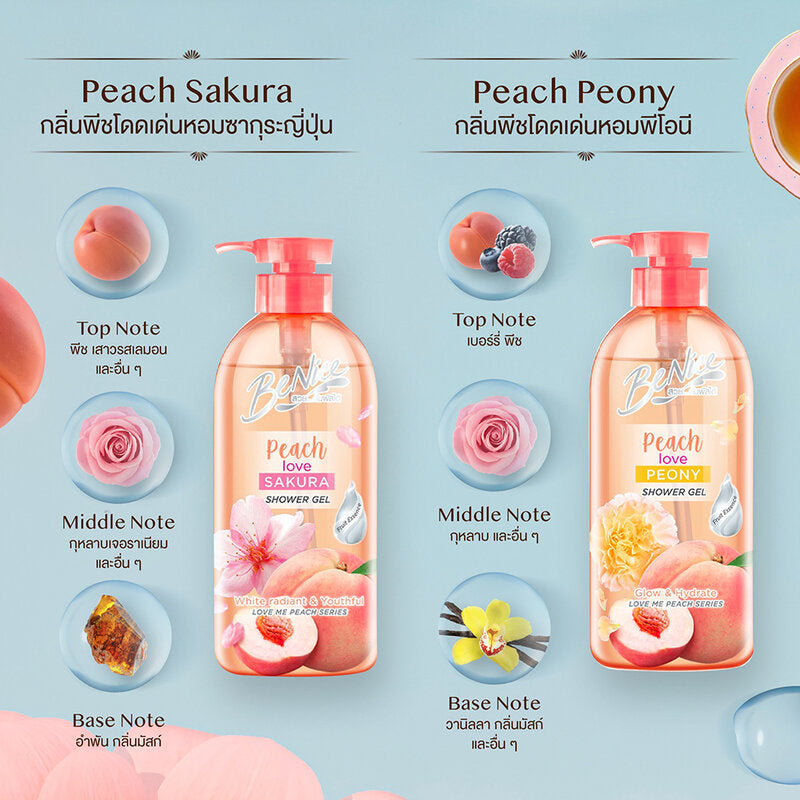 BeNice Love Me Peach Shower Gel Peach Love Peony 450ml