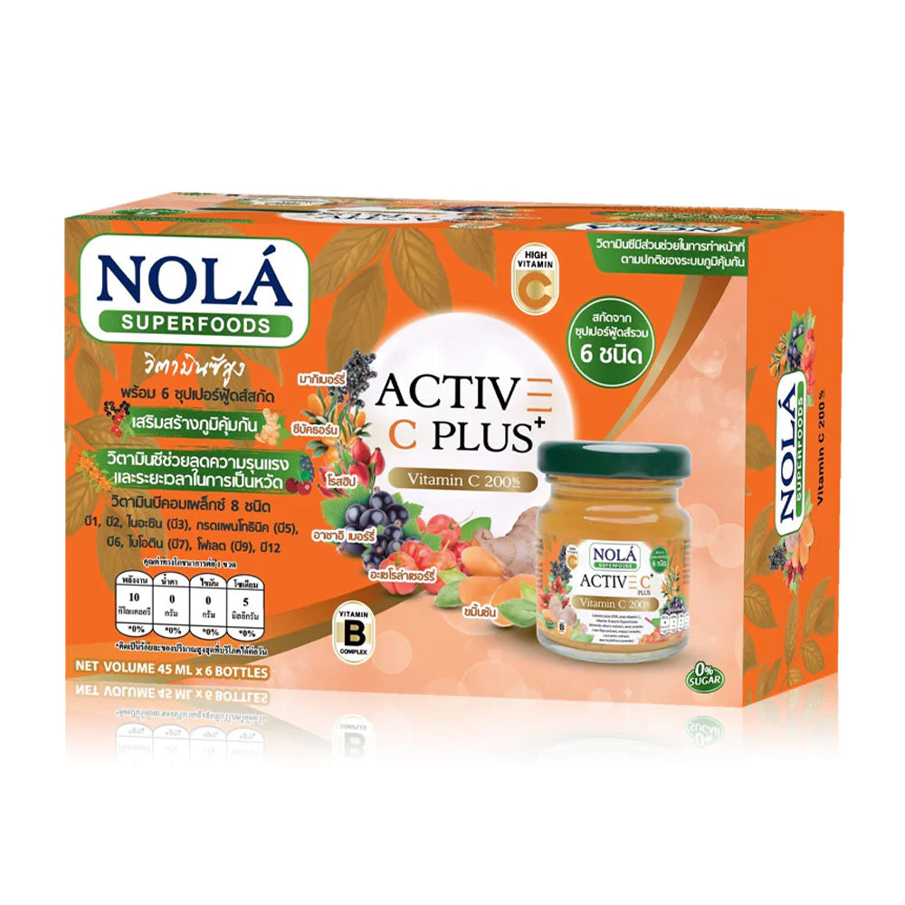 Nola Superfoods Active C Plus Vitamin C 200% Vitamin C drink 45ml x 6 Bottles