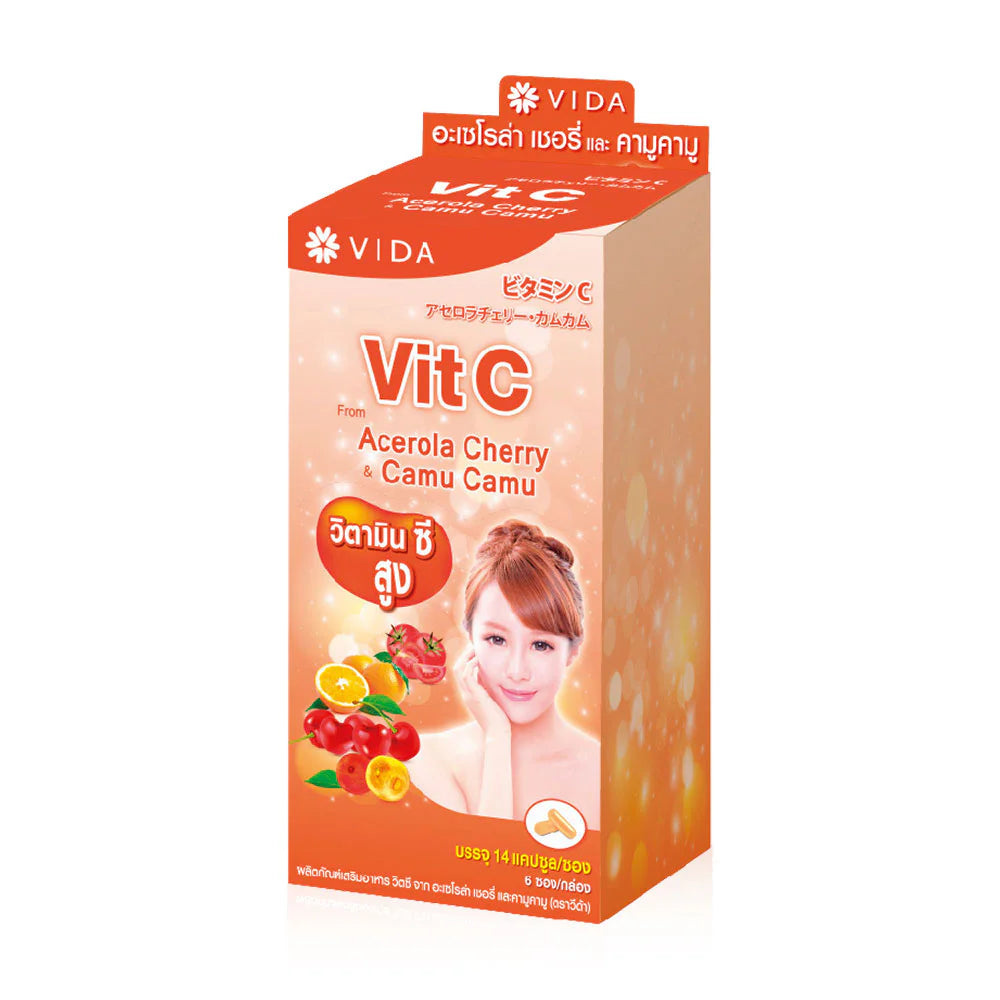 Vida Vit C From Acerola Cherry And Camu Camu Dietary Supplement 14 Capsules x 6 Sachets