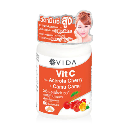 Vida Vit C From Acerola Cherry And Camu Camu Dietary Supplement 60 Capsules