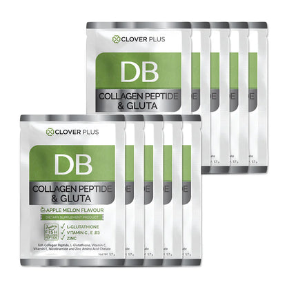 Clover Plus Peptide And Gluta Apple Melon Flavor Collagen 5.7g x10 Sachets