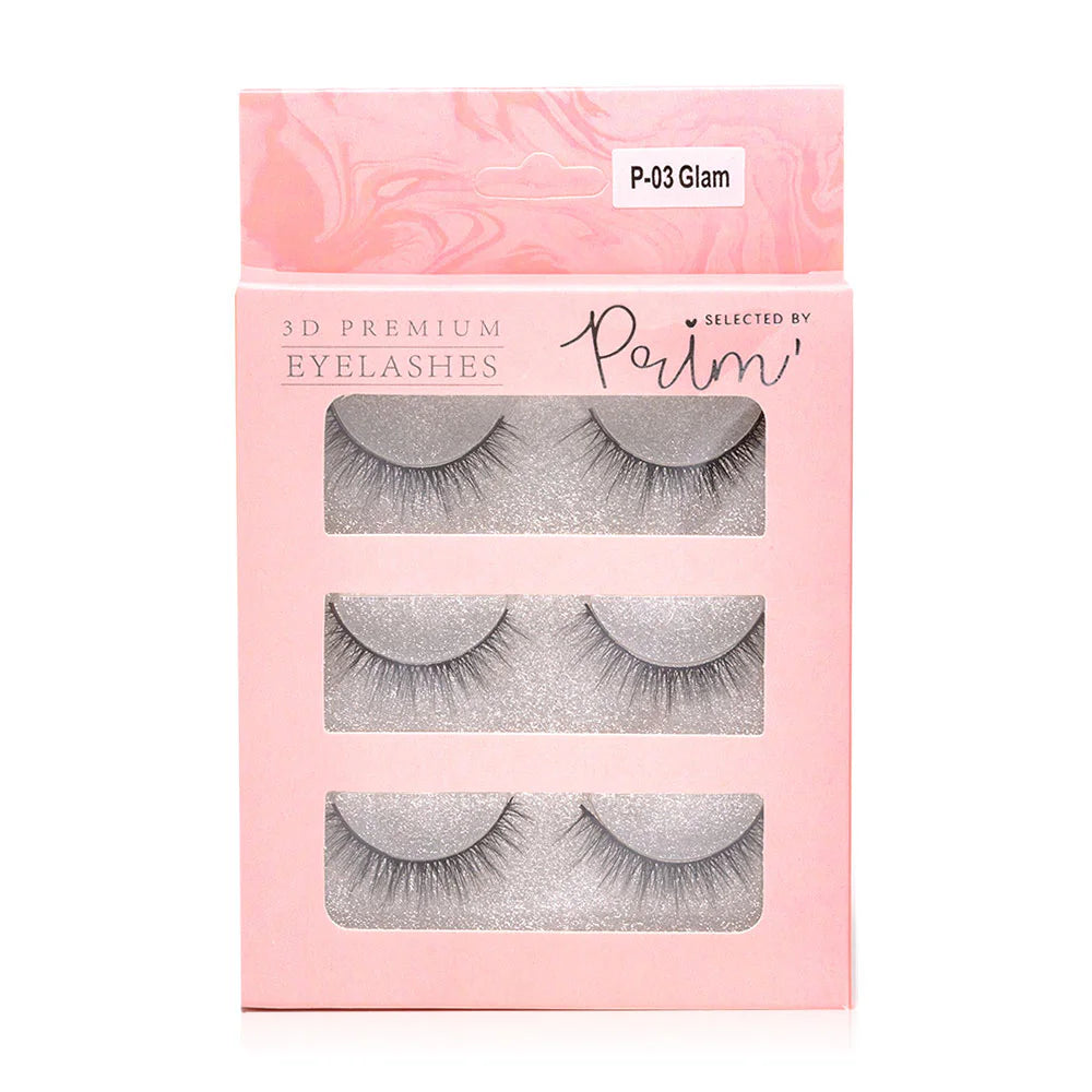 Selected by Prim' 3D Premium Eyelashes 3 Pairs #P-03 Glam 3D false eyelashes