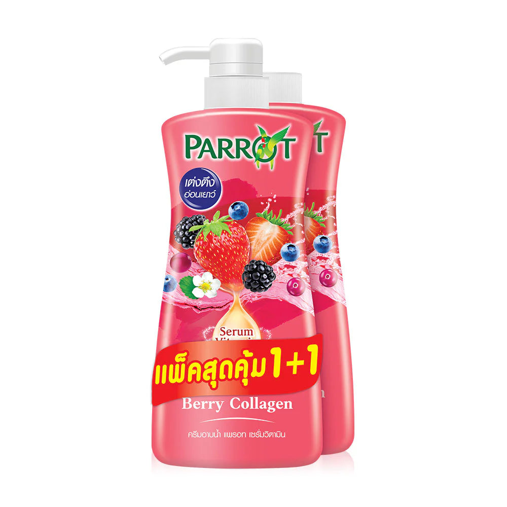 Parrot Shower Cream Serum Vitamin Berry Collagen 450ml x 2pcs
