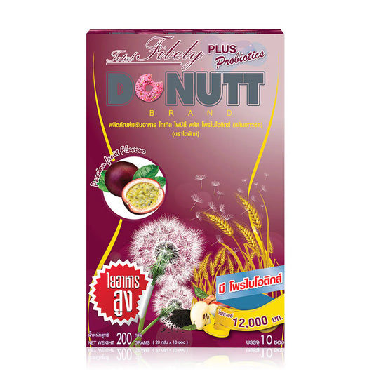 DONUTT Total Fibely Plus Probiotics Passion Fruit 10 Sachets