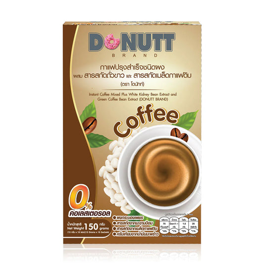 DONUTT Instant Coffee Mixed White Kidney Bean Extract And Green Coffee Bean Extract 10 Sachets