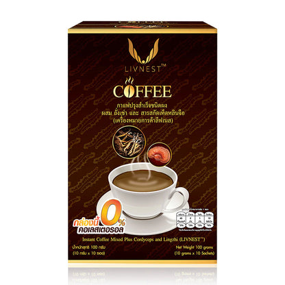 Livnest Instant Coffee Mixed Plus Cordyceps And Lingzhi 10 Sachets