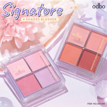 ODBO Blusher Palette - 4 Shades for Natural Finish - Beauty Buddy