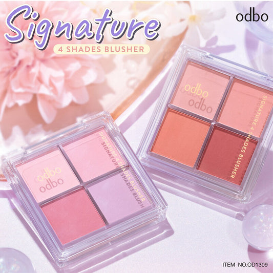 ODBO Blusher Palette - 4 Shades for Natural Finish - Beauty Buddy