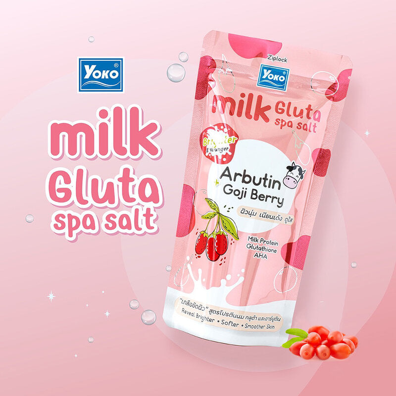 Yoko Milk Gluta Spa Salt Arbutin Goji Berry 300g Spa Salt Scrub