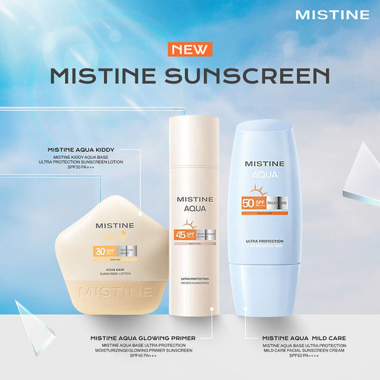 Mistine Sunscreen Cream - Aqua Base SPF50 PA++++ for Sensitive Skin - Beauty Buddy