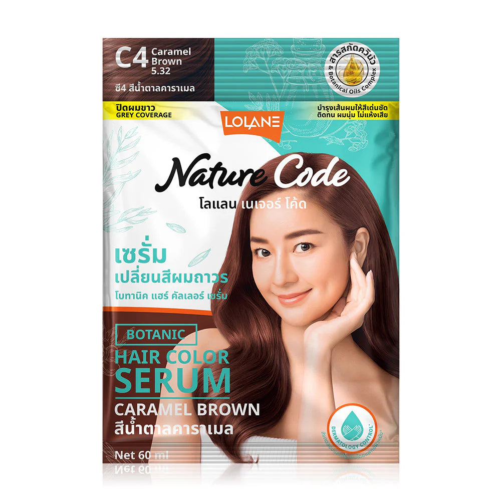 Lolane Nature Code Botanic Hair Color Serum 60ml - #C4 Caramel Brown