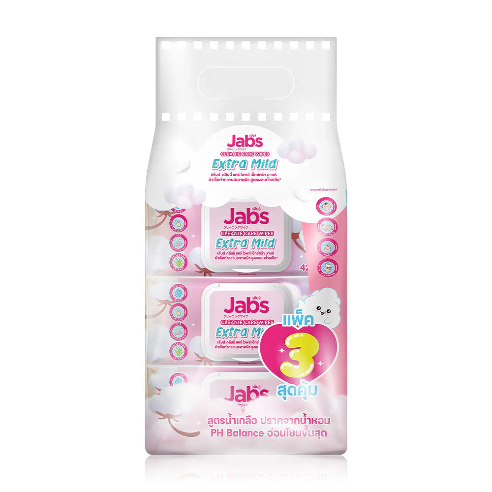 Jabs Cleanie Care Wipes Extra Mild [42 Sheets x 3pcs]