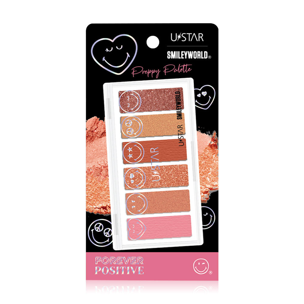U-Star Eyeshadow Palette - 6 Warm Shades with Matte and Glitter Textures