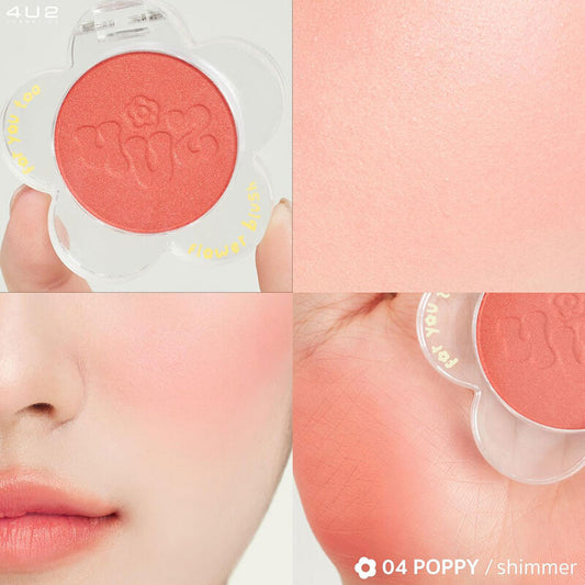 4U2 Cheek Blush - #04 Poppy, Soft Texture, Long-Lasting Color - Beauty Buddy