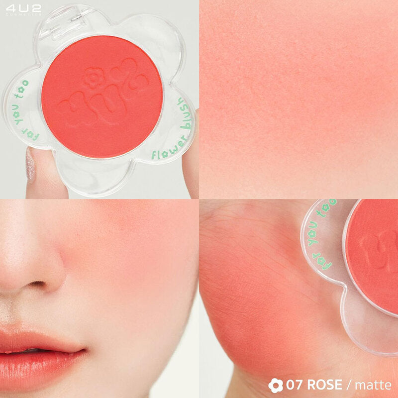 4U2 Cheek Blush - #07 Rose, Soft Texture, Long Lasting - Beauty Buddy