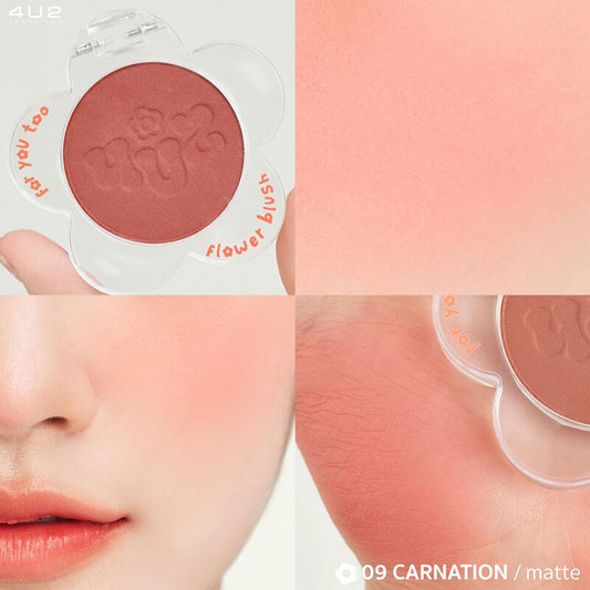 4U2 Cheek Blush - #09 Carnation, Soft Texture, Long Lasting - Beauty Buddy