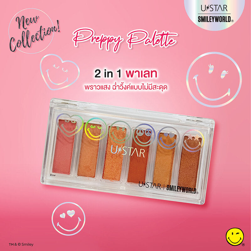 U-Star Eyeshadow Palette - 6 Warm Shades with Matte and Glitter Textures