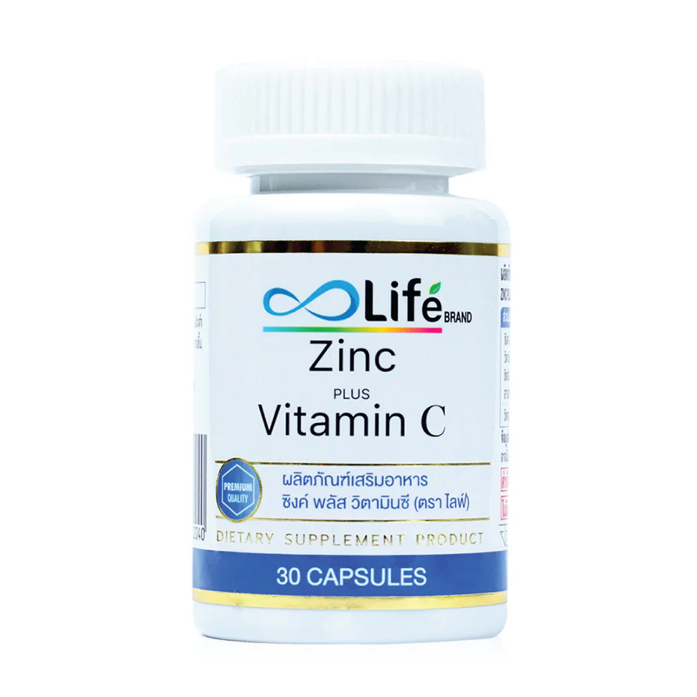 Life Zinc Plus Vitamin C Dietary Supplement 30 Capsules