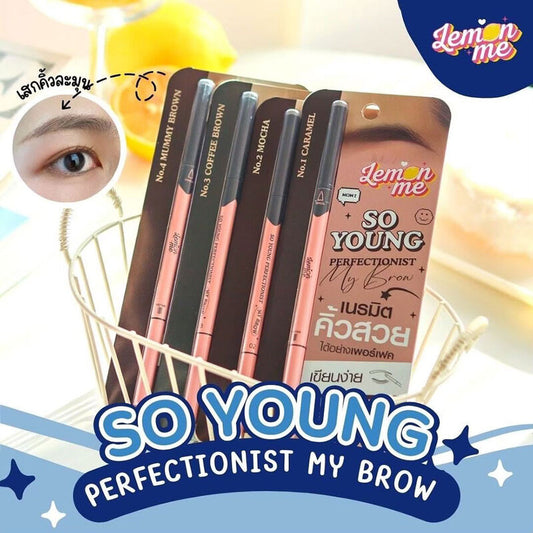 Lemon Eyebrow Pencil - Coffee Brown, Auto-Cut Tip, Waterproof - Beauty Buddy