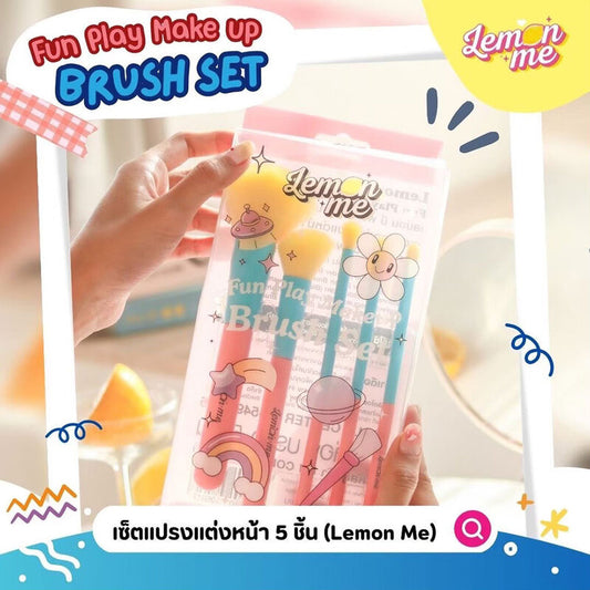 Lemon Me Makeup Brush Set - 5 Soft Bristle Brushes - Beauty Buddy