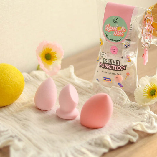 Lemon Makeup Sponges - Set of 3 Pink Egg-Shaped Blending Sponges - Beauty Buddy