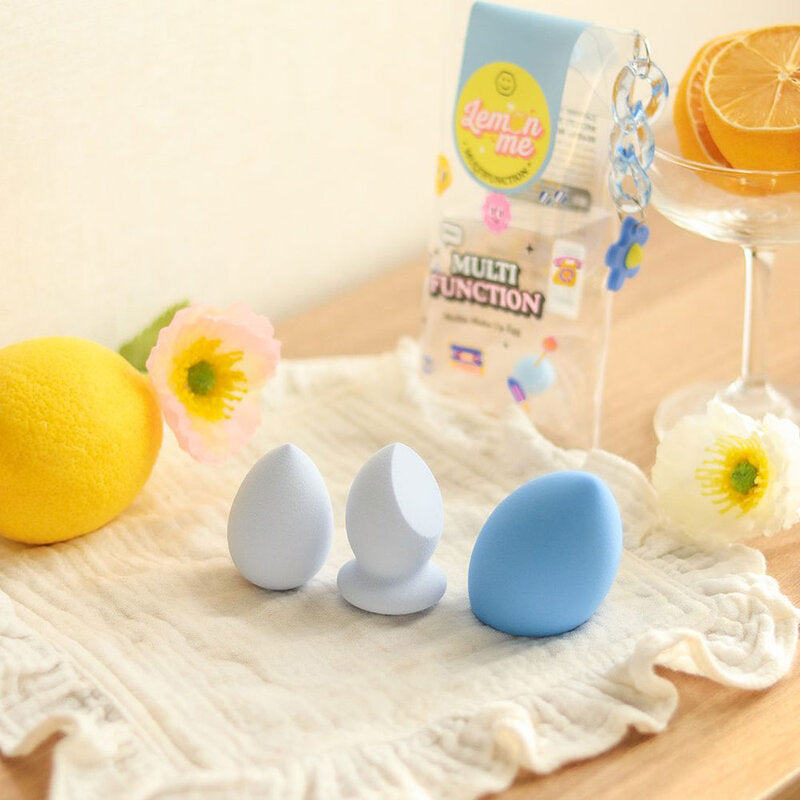 Lemon Me Makeup Sponges - Soft Blue Oval Set (3 Pieces) - Beauty Buddy