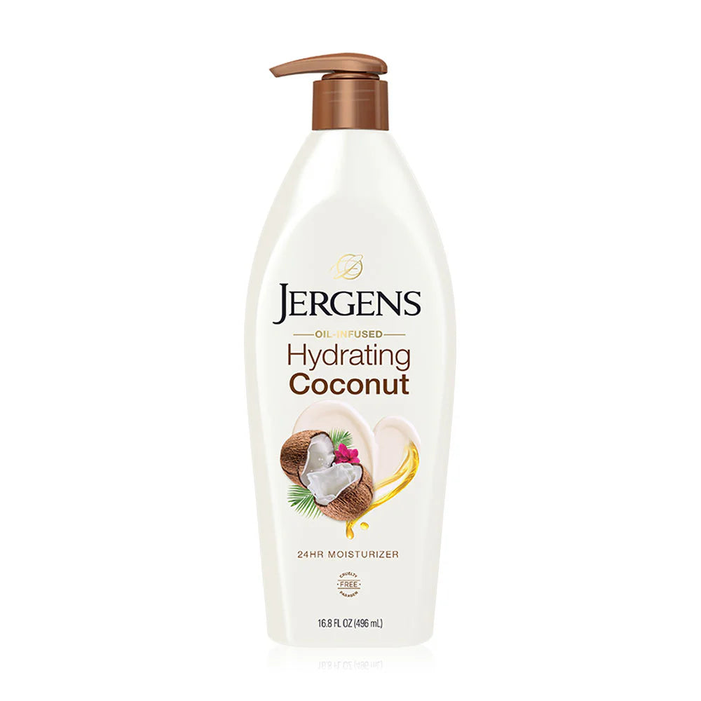 Jergens Oil-Infused Hydrating Coconut 24-Hour Moisturizer Body Lotion 496ml