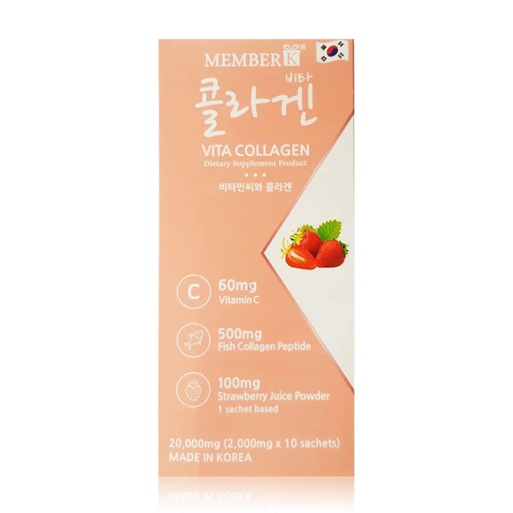 MEMBERK Vita Collagen Dietary Supplement 2g x 10 Sachets Strawberry Flavor
