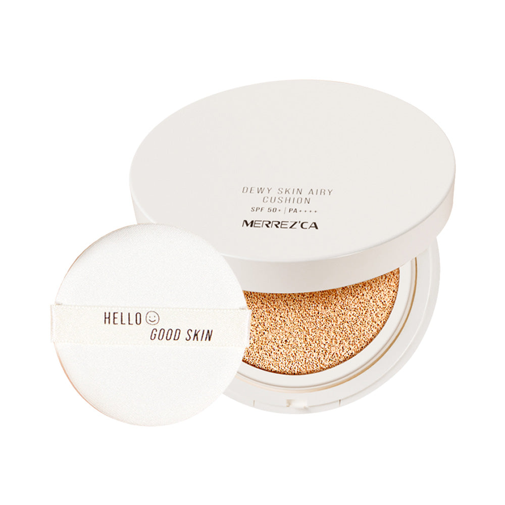 Merrezca Airy Cushion - SPF50+ PA+ for Dewy Skin, Medium Shade
