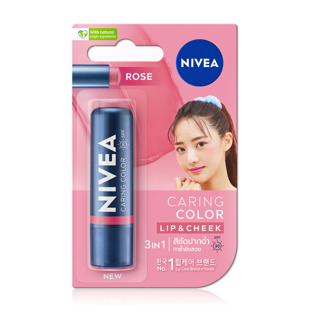 NIVEA Lip Balm - Caring Color Rose with SPF30 - Beauty Buddy
