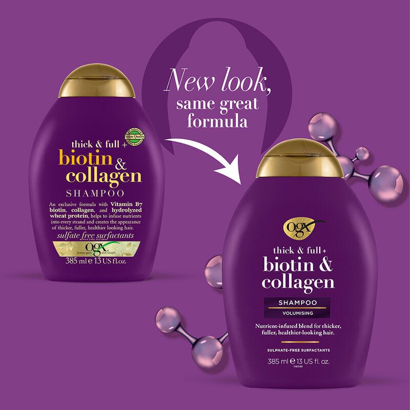 OGX Thick and Full Biotin Collagen Shampoo Volumising 385ml x 2pcs